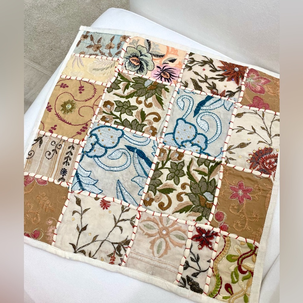 NEW Quilted Embroidered Pillowcase 16x 16 in